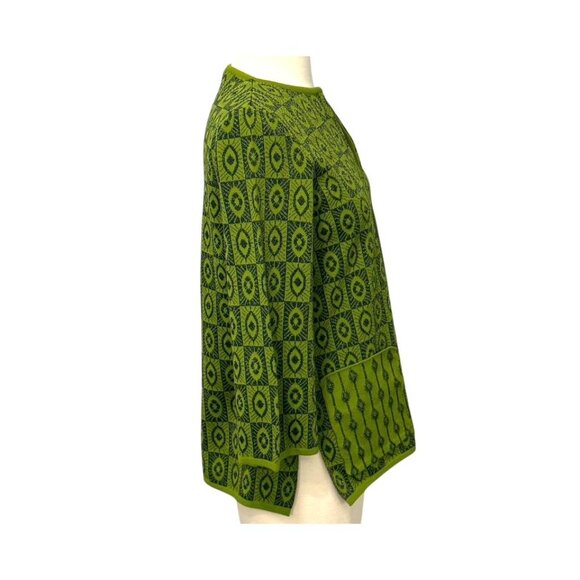 Pisonero Knit Top 3/4 Sleeves Artsy Abstract Green Blue Metallic Thread Size XS - Picture 4 of 11